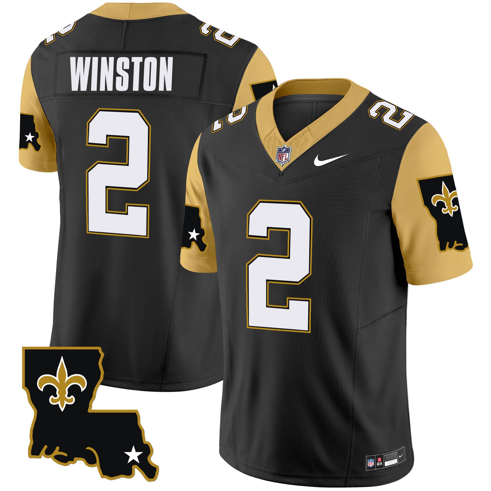 Men New Orleans Saints #2 Winston Black 2024 Nike 1987 Legacy Vapor Limited NFL Jersey